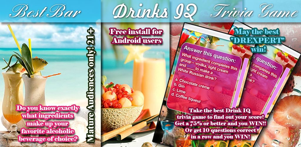 Bar Drinks Mix IQ Trivia Game